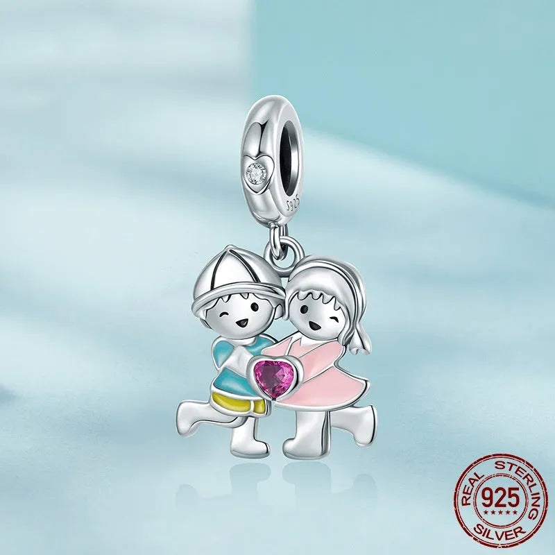 S925 sterling silver pendant bead charm with drip oil finish, 2.5cm height, 0.45cm aperture, for DIY jewellery making