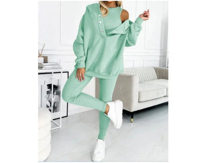 Women's solid colour vest hoodie and pants set in various colours and sizes