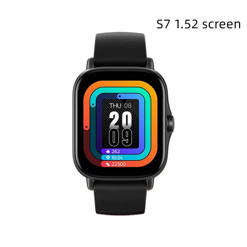 GT20 black smartwatch showing heart rate reading on its 1.75-inch screen.