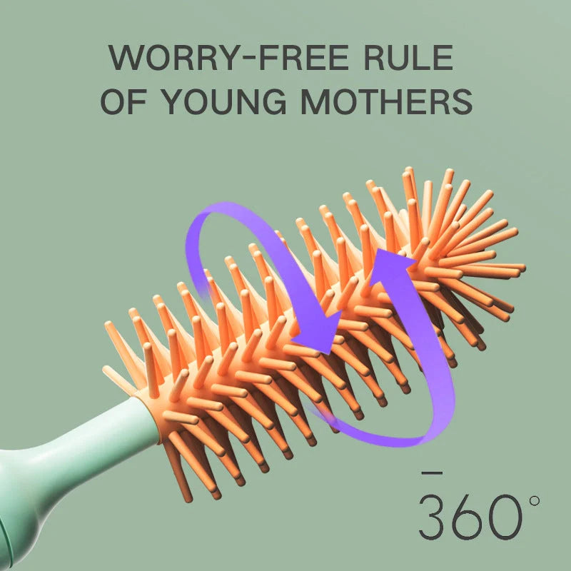 Electric silicone bottle brush set with 360-degree rotation for cleaning baby bottles and pacifiers