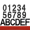 Black stainless steel sticky house number with 7.5cm digital characters showing letters and numbers