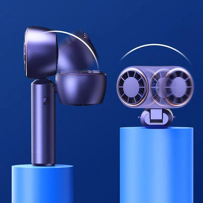 Compact, foldable USB-powered handheld fan with 5 adjustable speed settings and wide wind coverage for personal cooling anywhere