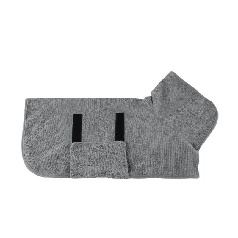 Nylon pet drying robe towel in grey with orange edge design for dogs and cats