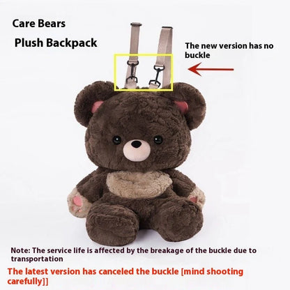 Love Bear Plush Shoulder Backpack in neutral brown for couples