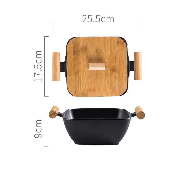 Creative irregular-shaped porcelain bowl with lid in choice of four colours