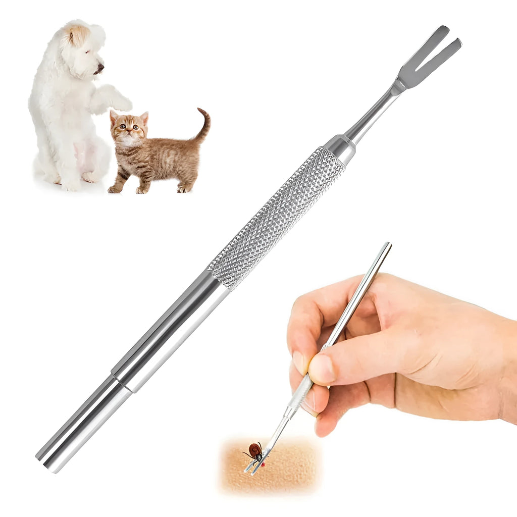 Stainless steel tick removal tweezers for cat and dog pet care