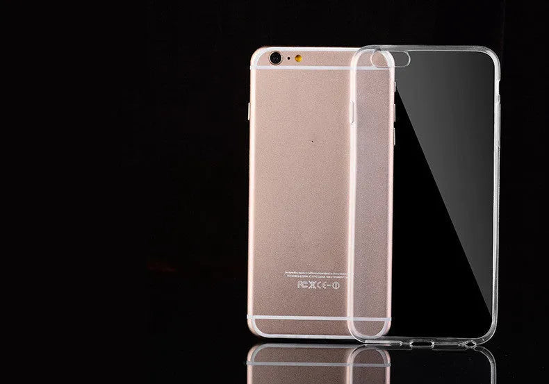 Transparent soft TPU phone case for iPhone on a table