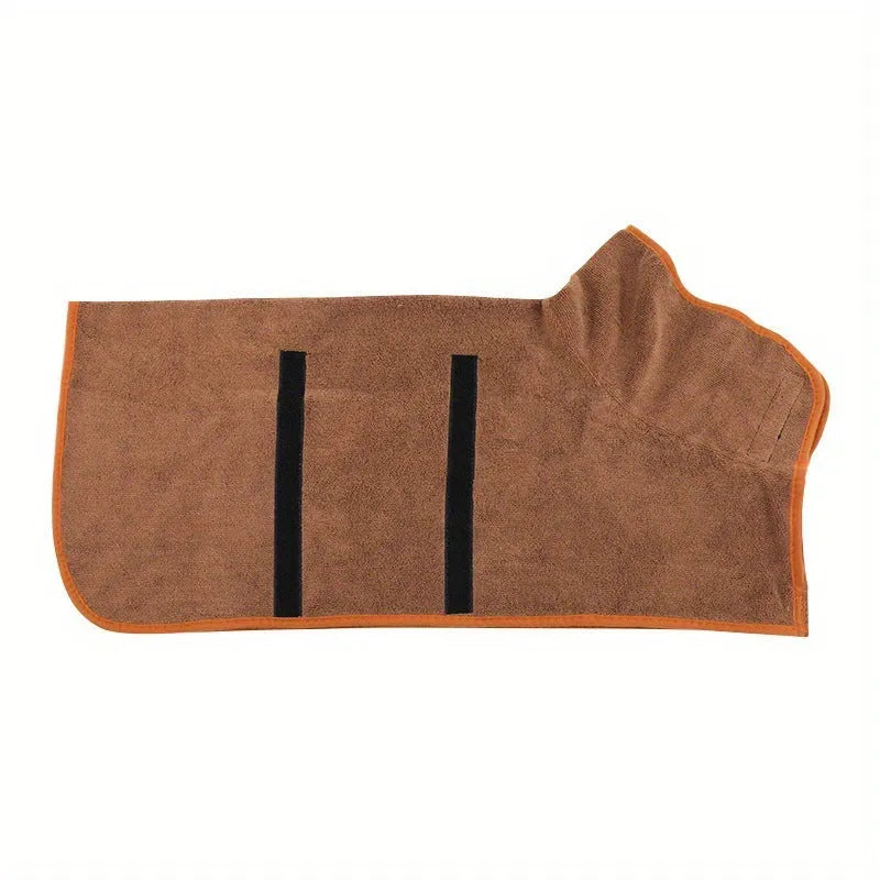 Nylon pet drying robe towel in grey with orange edge design for dogs and cats