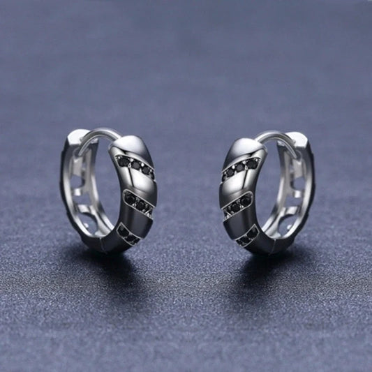 Retro women's round copper earrings in classic black, 2.5cm diameter