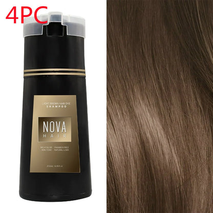 3-in-1 hair dye shampoo for fast white to black transformation with natural ingredients
