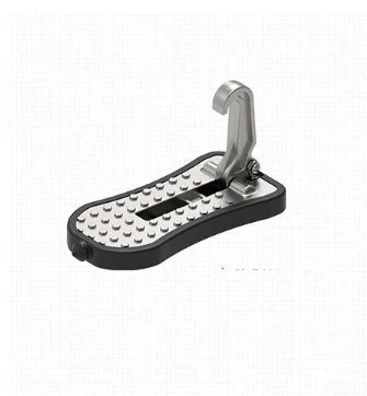 Universal car foot assist pedal in aluminium alloy, available in silver, black, red, and green.