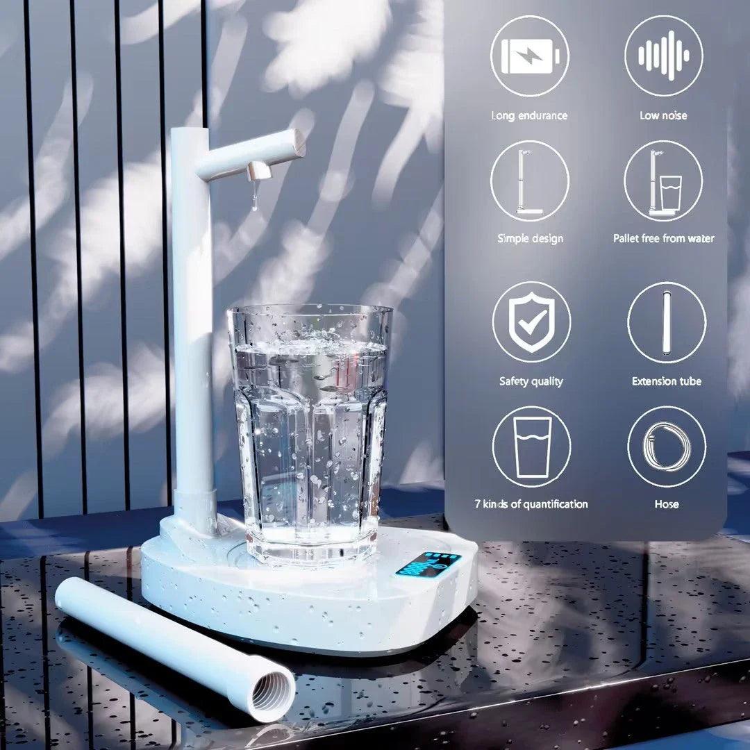 Rechargeable water dispenser with automatic bottle detection, various water flow levels, and portable design