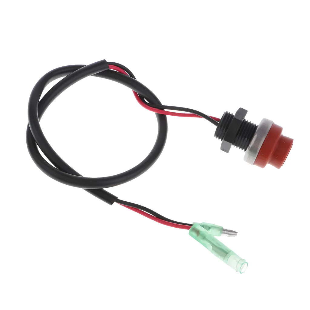 Yamaha outboard motor engine stop kill switch with coiled safety lanyard rope.