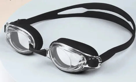 Prescription swimming goggles with adjustable headband and protective case for myopia correction 200-600 degrees