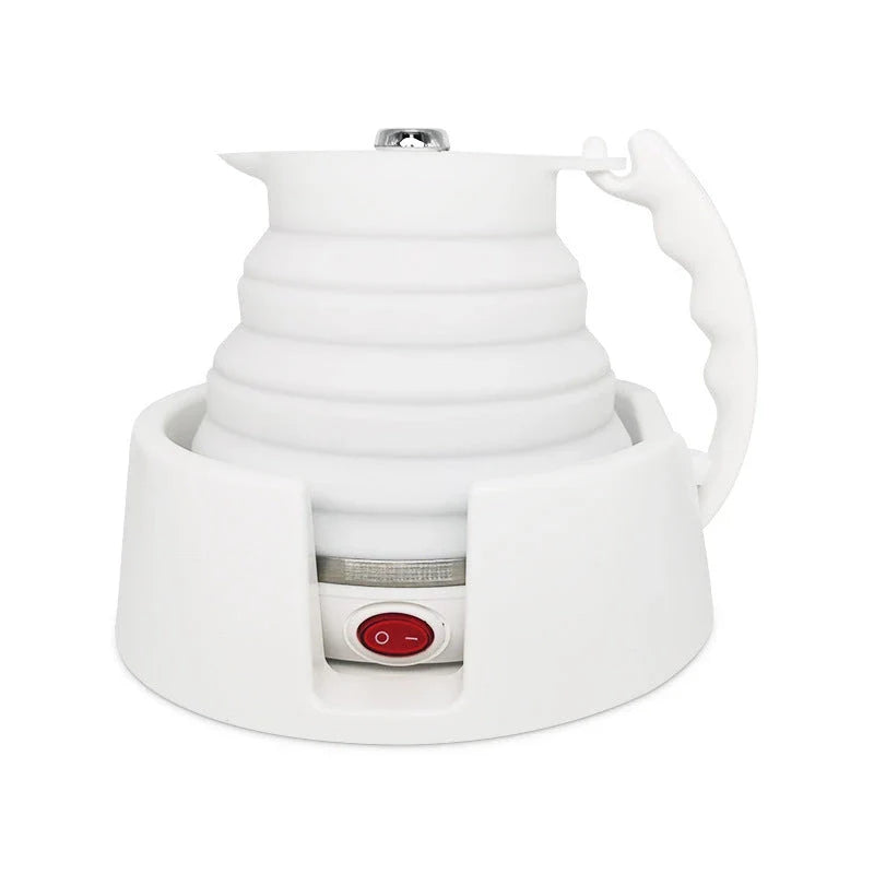 12V portable car kettle with foldable silicone body and temperature display