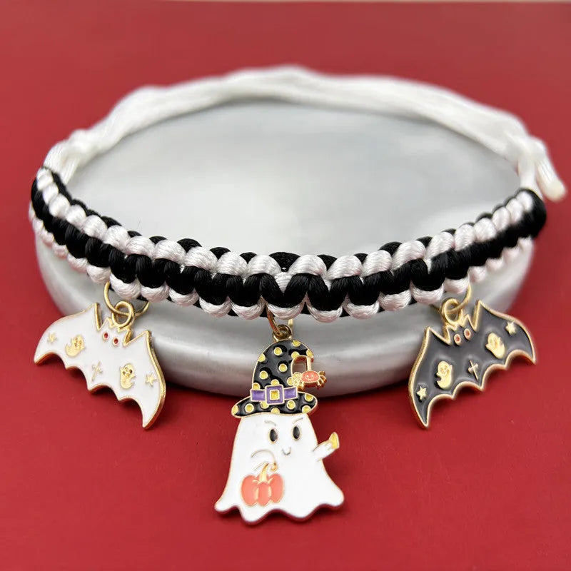 Halloween pet collar decoration with zinc alloy charm on adjustable collar
