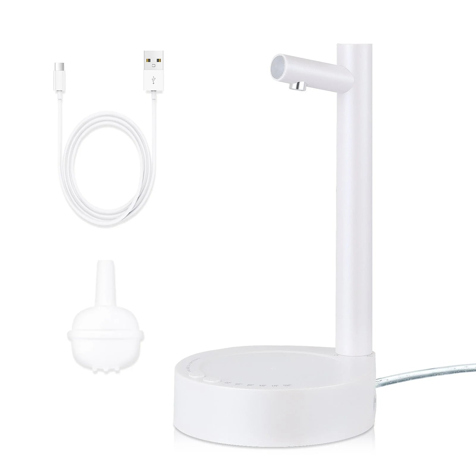 Desktop electric water pump with adjustable wireless water discharge in white