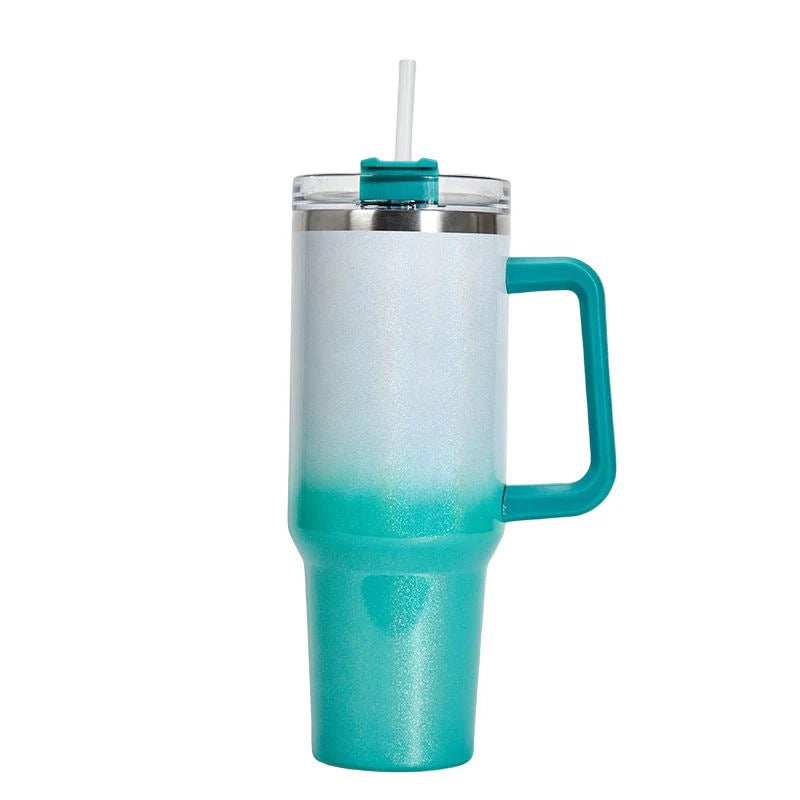 Double-layer stainless steel vacuum insulation cup in various colours, perfect for keeping drinks hot or cold.