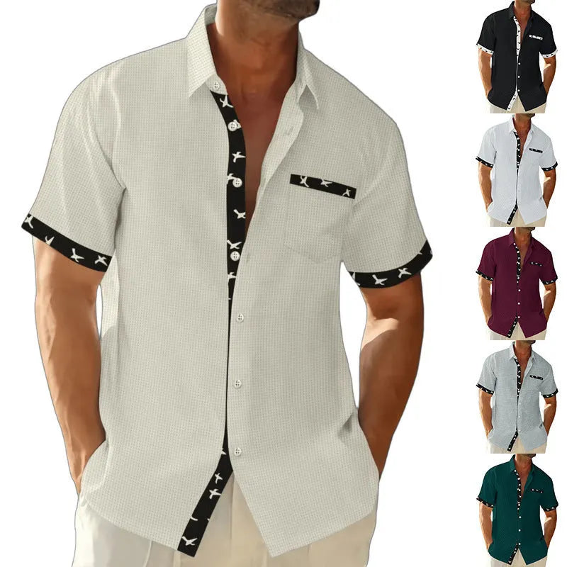 Men's loose casual floral print t-shirt cardigan in light gray, polyester fibre, S to 3XL sizes, leisure wear