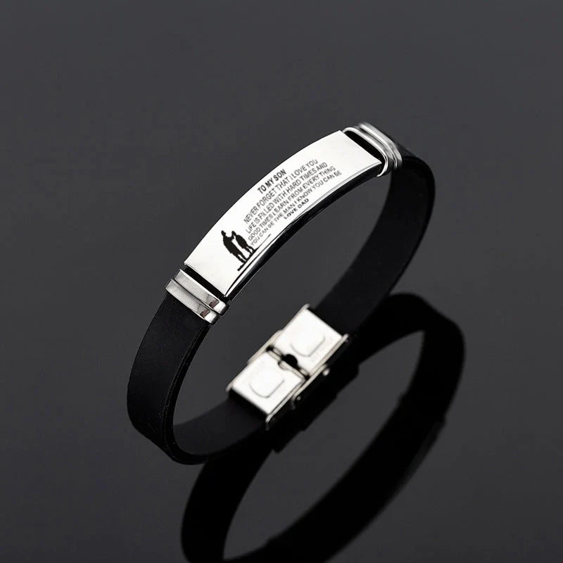 Engraved stainless steel silicone bracelet for family bonds with personal engravings