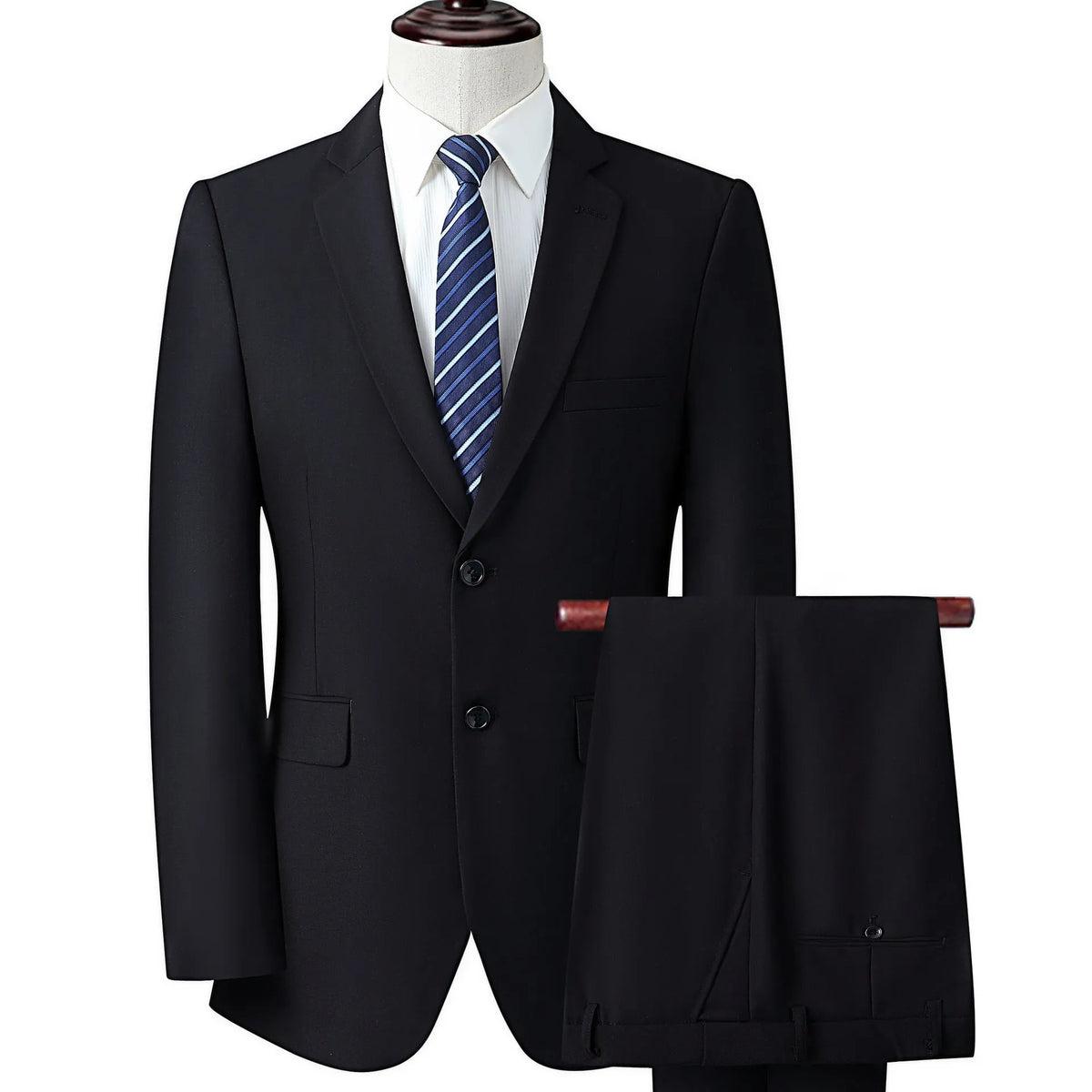 Men's slim fit business suit set in black with coat and trousers, formal workwear