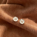 Geometric gold plated silver needle button stud earrings for women simple compact Japan Korea style