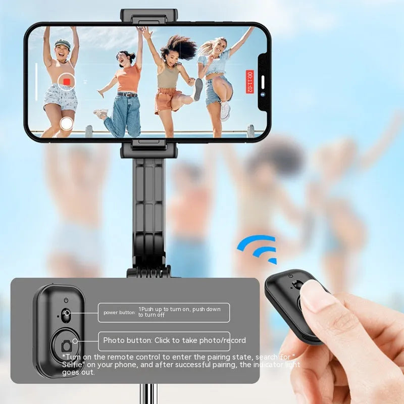Bluetooth selfie stick with detachable desktop stand, extended to 1060mm, ABS stainless steel construction
