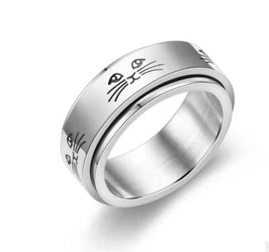 Stylish titanium steel rings with stars, moons, and unique textures for fashionable accessories