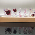 White crystal epoxy night light with real dried flowers and personalised English alphabet letters