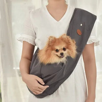 Pet dog travel breathable backpack in brown with double-sided twill fabric, M size