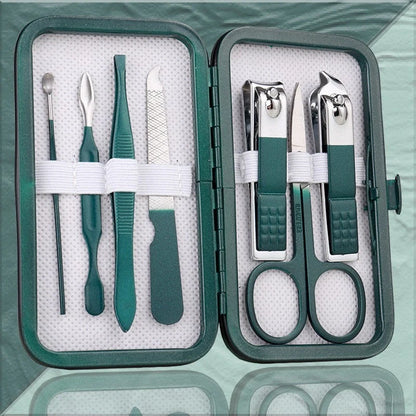 Emerald green stainless steel pedicure knife nail clippers set