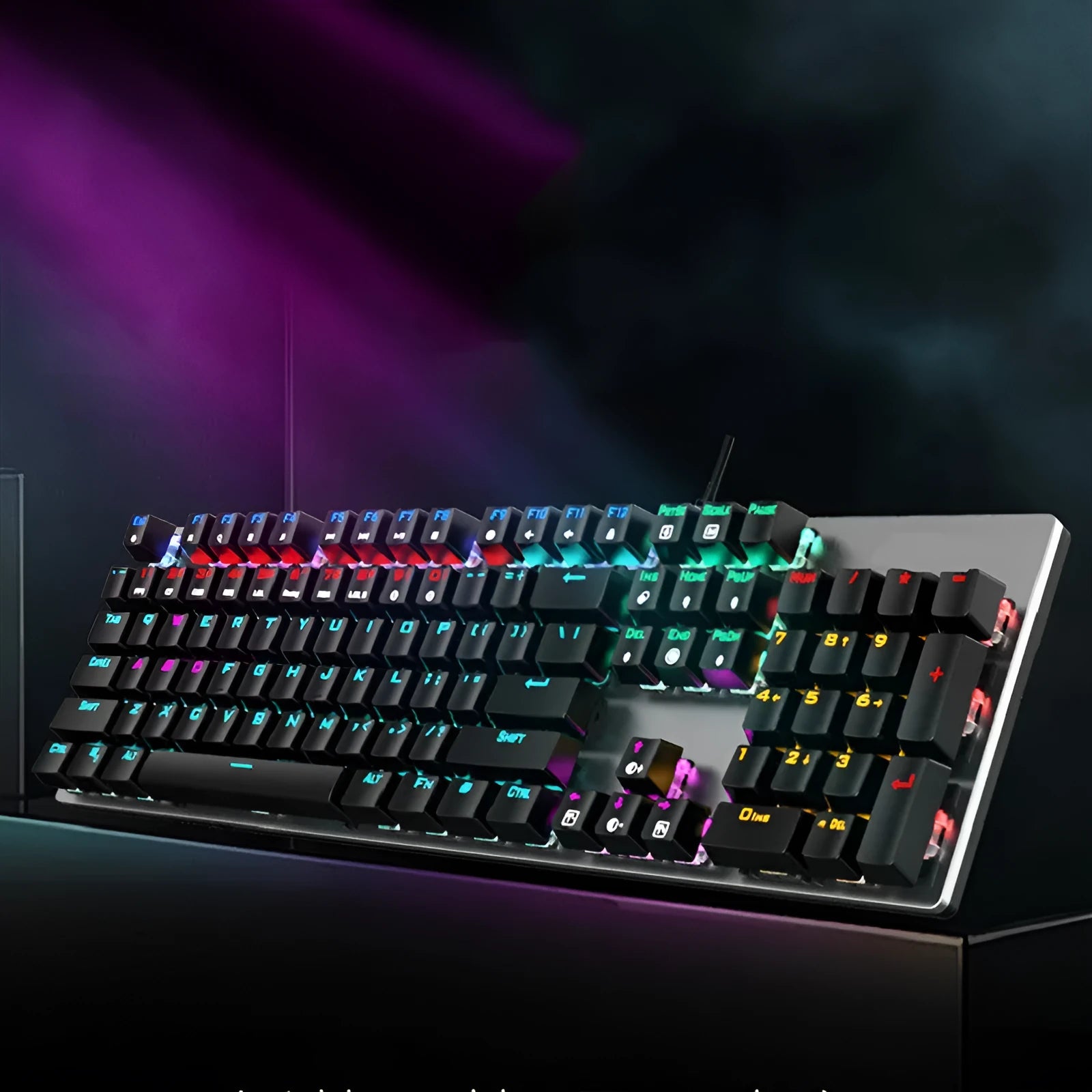 AOC GK410 full-size mechanical keyboard with metal case and backlit keys