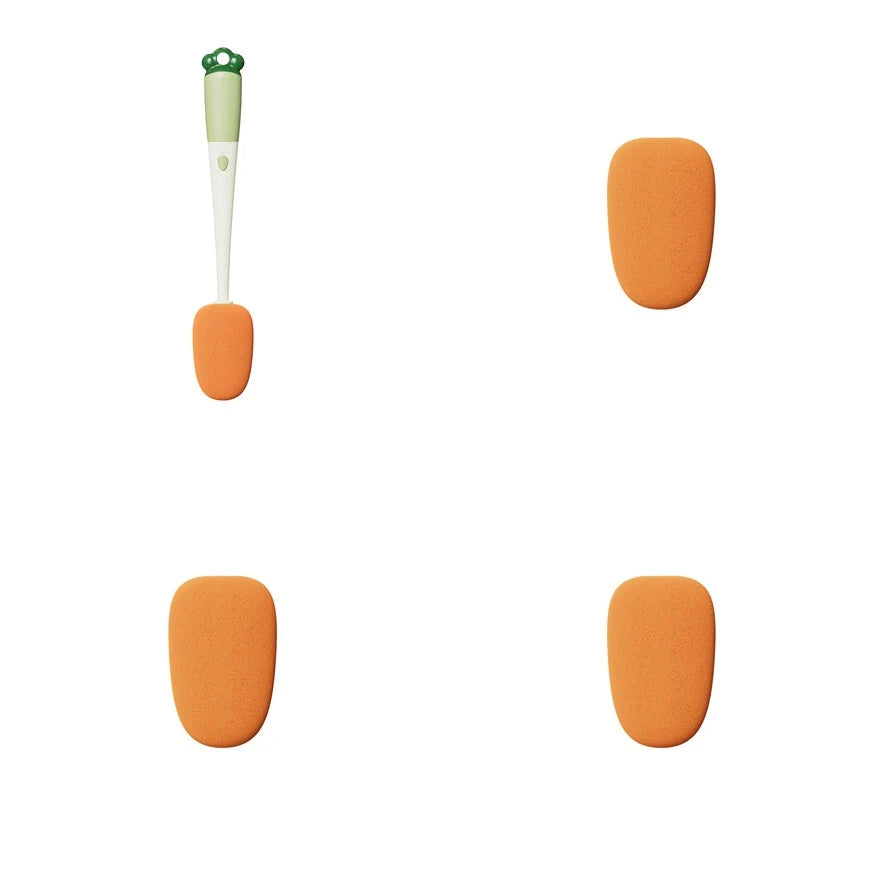 3-in-1 kitchen cleaning brush with carrot design, long handle, and three brush types