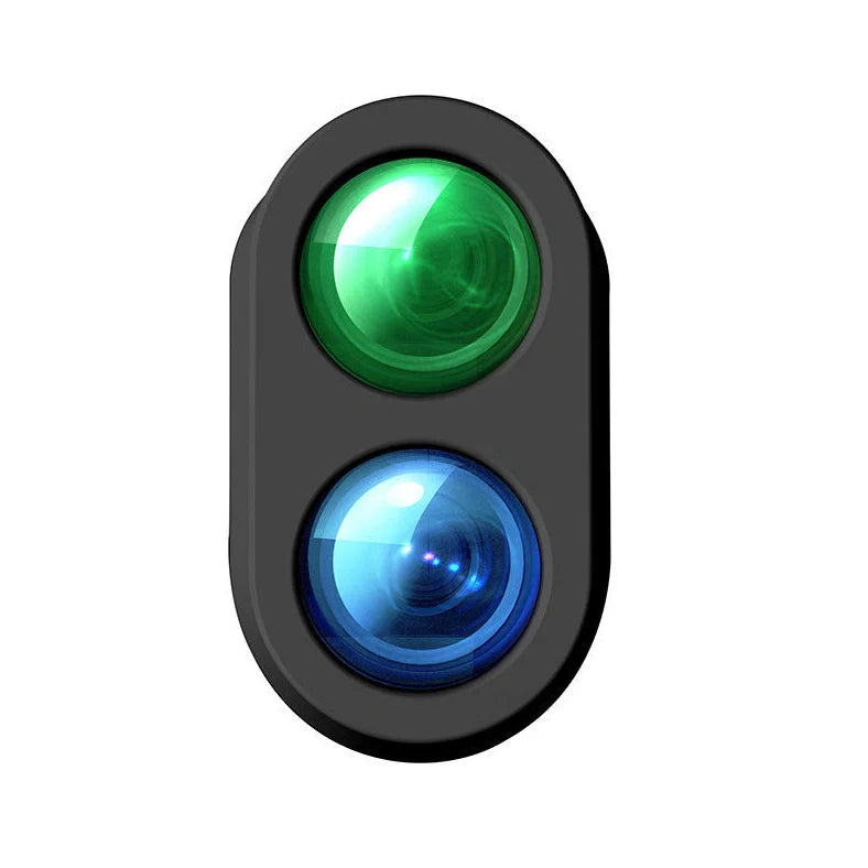 Black and white golf laser rangefinder with touch screen display showing distance measurement