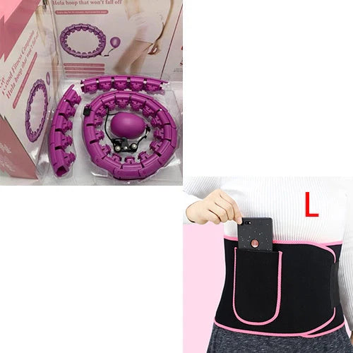 Magic Smart Hoop - Adjustable fitness hoop with massage features in pink, blue, and purple