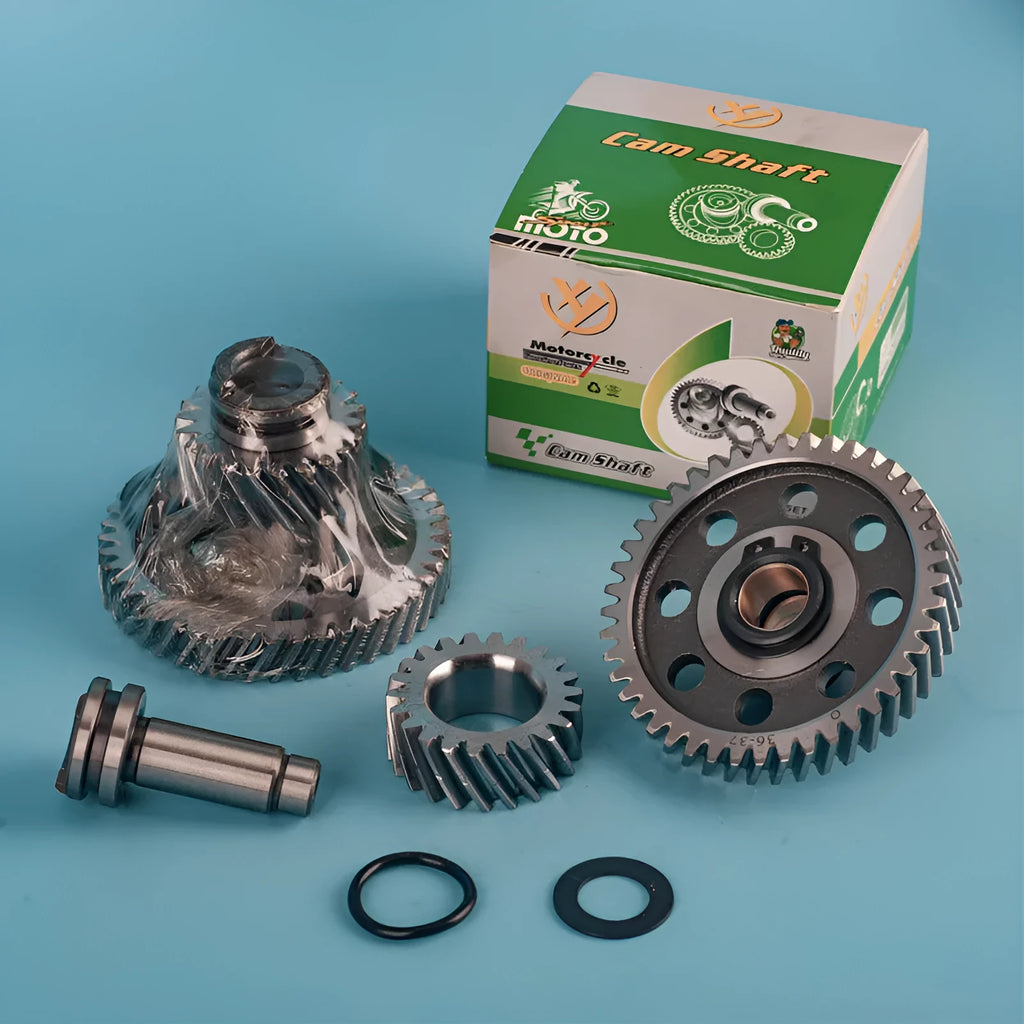 Camshaft three-piece set for CG125 motorcycle engine, metal construction with visible lobes and journals