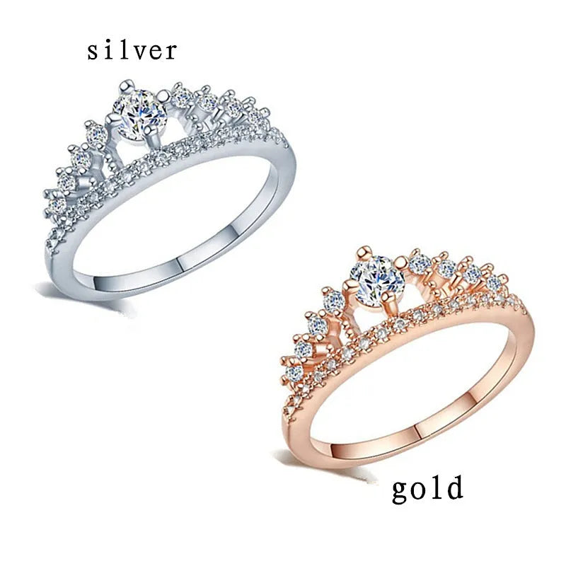 Gold micro-set crown ring with white gold inlay on copper base, unisex style