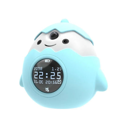 Smart alarm clock with infrared sensing and anti-myopia features in blue and pink