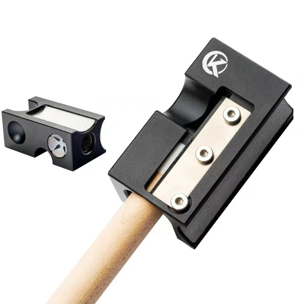 Black all-metal billiard cue leather head repair device for tip maintenance