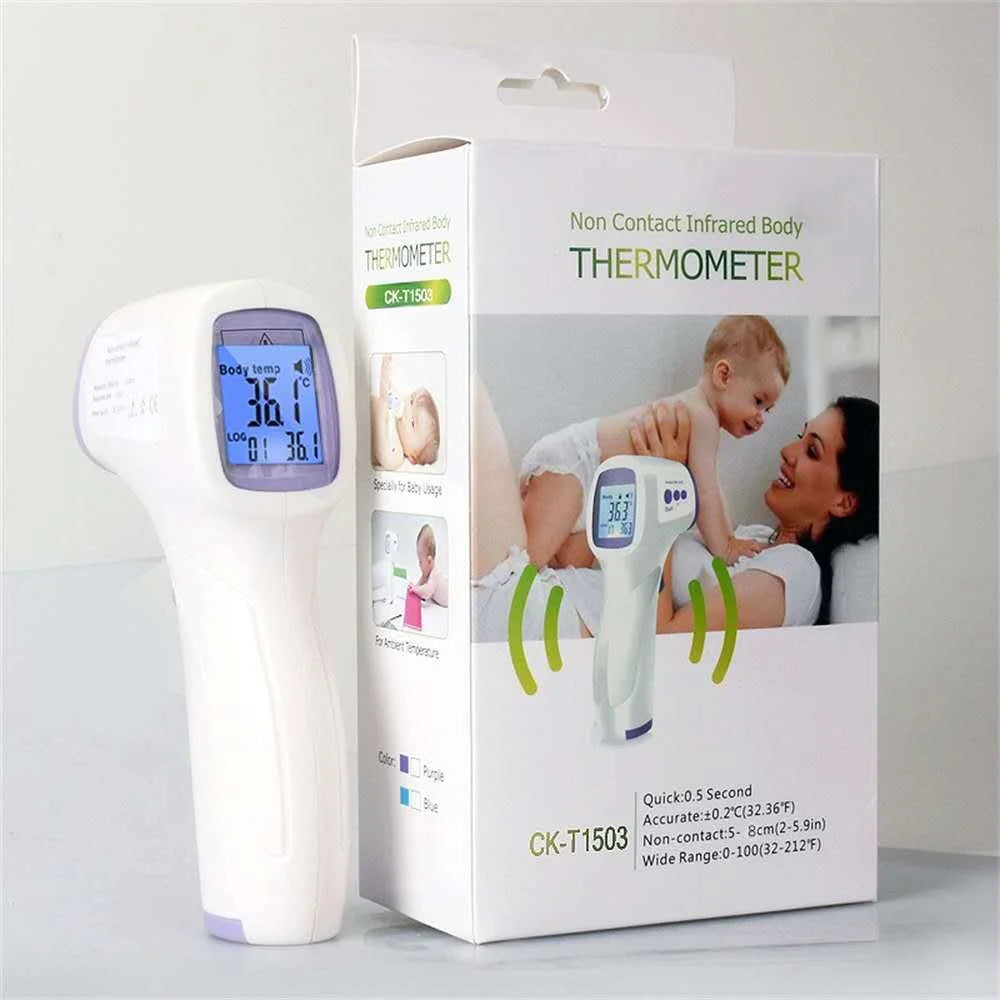 Non-contact infrared thermometer gun with backlit display for accurate temperature measurement