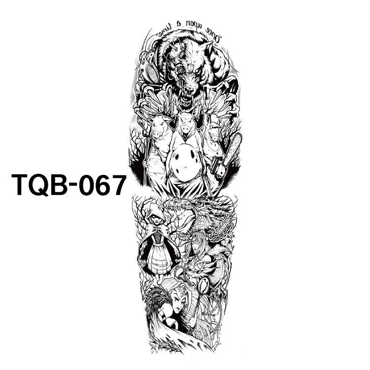 Waterproof full arm tattoo sticker with vibrant designs for temporary body art