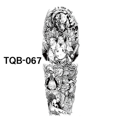 Waterproof full arm tattoo sticker with vibrant designs for temporary body art