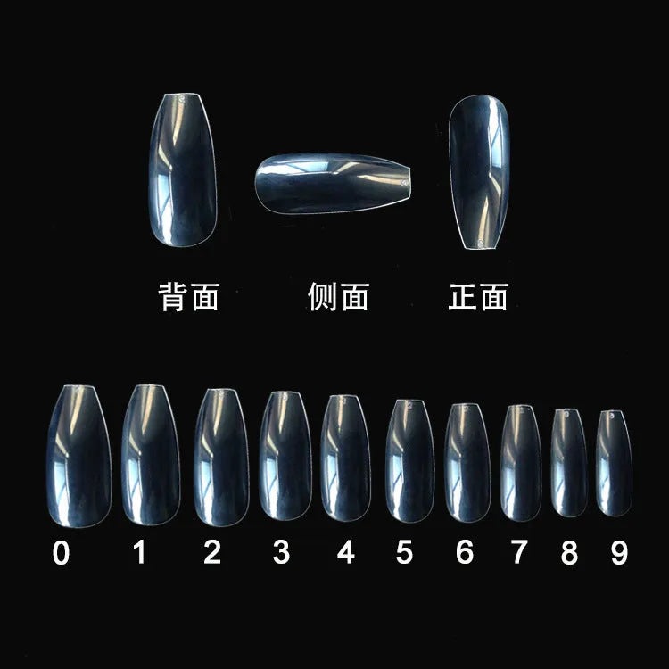 500 clear and natural ABS false nails in ten sizes packed in bags