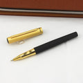 Metal baozhu pen for students shown in coffee, deep purple, grey, light black, matte black, purple, and red wood colours.