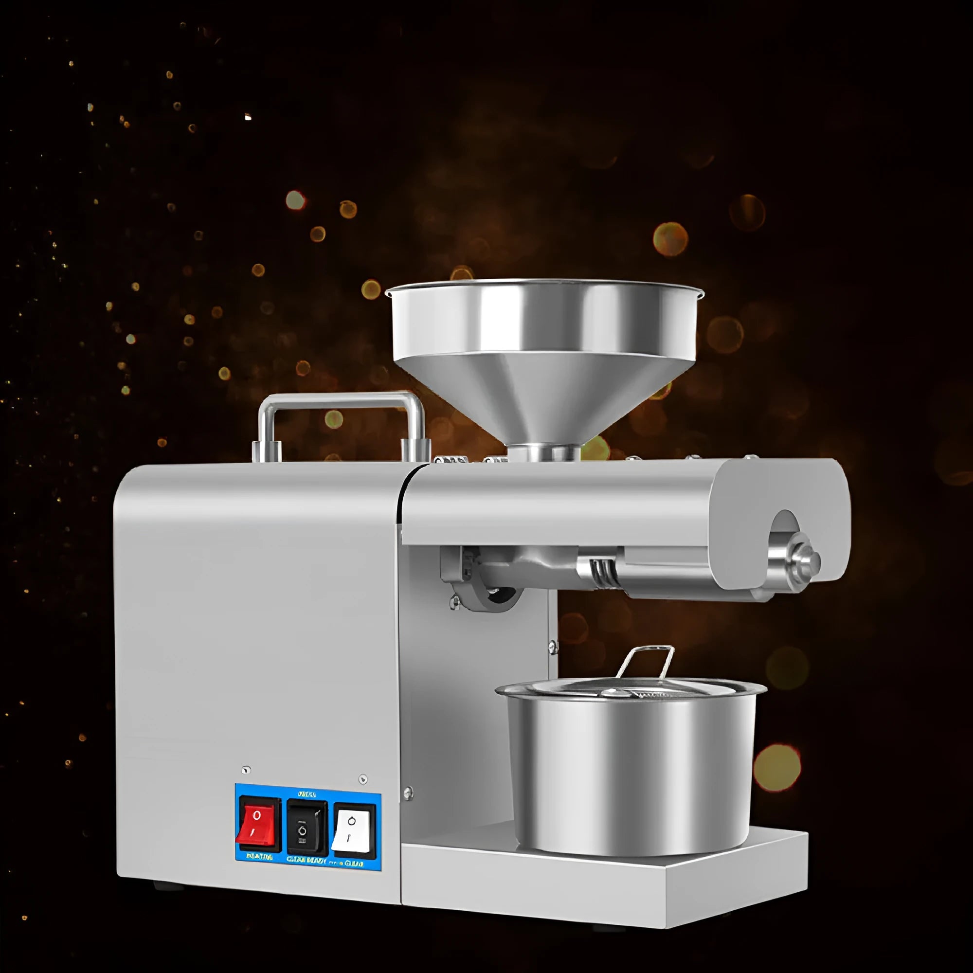Xiangwei RG-311 and RG-312 electric household oil press machine on a kitchen counter