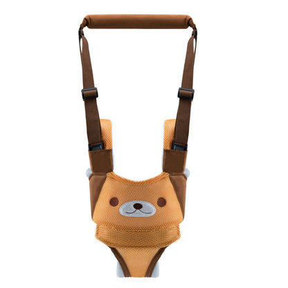 Hands-free baby walking harness in various colors, designed to support and guide toddlers during the early walking stages