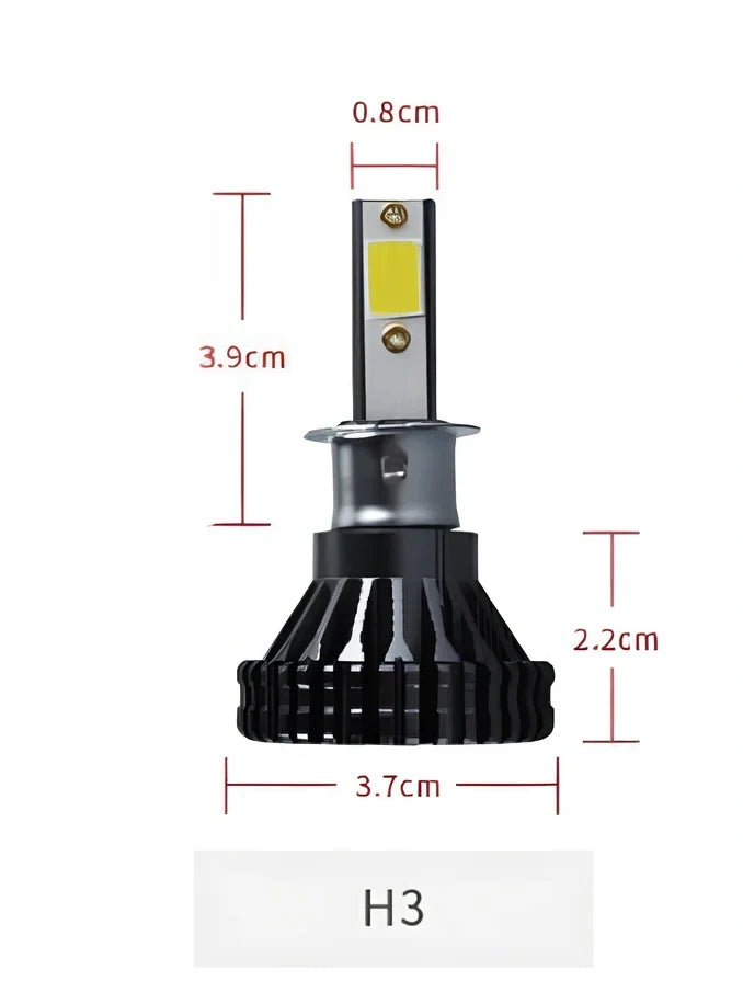 9005 HB3 LED automotive headlight with aluminium housing and heat dissipation fins