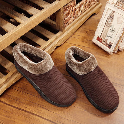 Men's winter casual cotton boots with tendon thickening sole in blue and coffee colours
