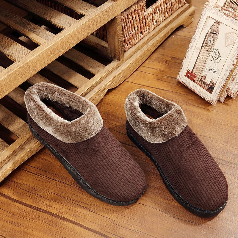 Men's winter casual cotton boots with tendon thickening sole in blue and coffee colours
