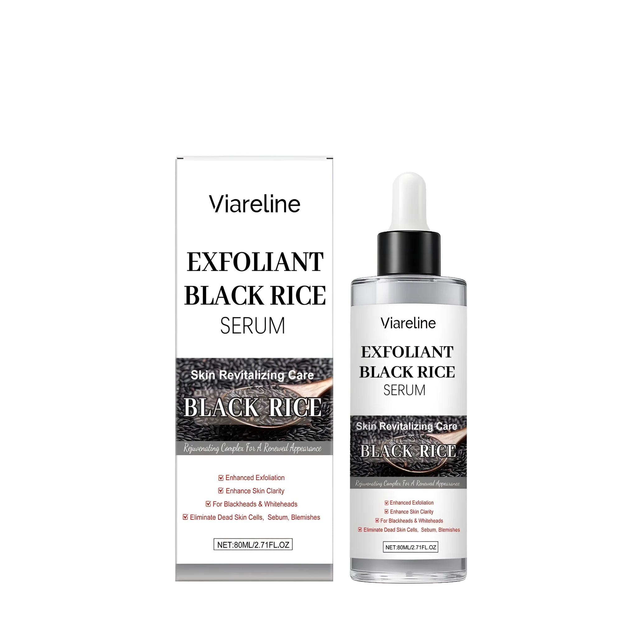80ml bottle of Black Rice Exfoliating Liquid face toner for oily skin.